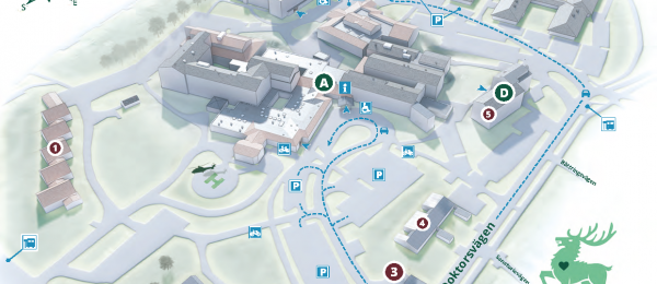 Karta över sjukhusområdet